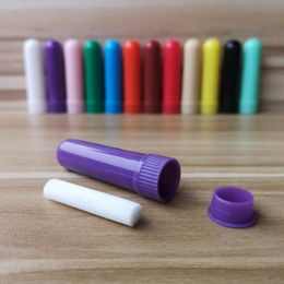 wholesale 100 Sets Coloured Essential Oil Aromatherapy Blank Nasal Inhaler Tubes Diffuser With High Quality Cotton Wicks DH1235