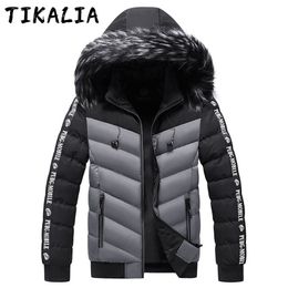 Mens Autumn Winter Parkas Jacket Men Puffer Jacket Thicken Outwear Coat Fur Collar Coat Fashion Clothing Cotton Padded Coat Warm 211014