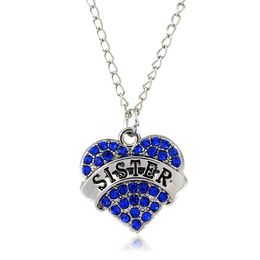 10 style Mother Day gift Mom Daughter Sister Grandma Nana Family Necklace Crystal Heart Pendant Rhinestone necklace jewelry Wholesale