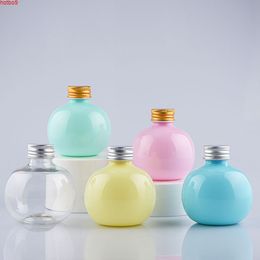 30 X 120ml Portable Macaron Colourful PET Plastic Lotion Empty Bottles Refillable Round Ball With Aluminium Screw Lidgoods