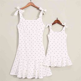 PPXX Family Matching Clothing Mother Daughter Dress Polk Dot Mom Girl Kids Match Outfit Baby Dresses Vestidos 210724