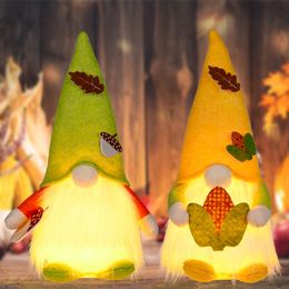 Party Supplies Fall Decor Thanksgiving Plush Gnomes Faceless Doll with LED Light Table Ornaments for Restaurant Office PHJK2108