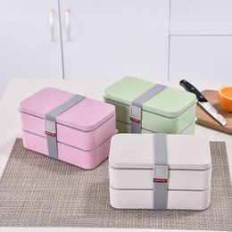 Double Layer Lunch Box Portable Wheat Straw Material Eco-Friendly Food Container Storage Student