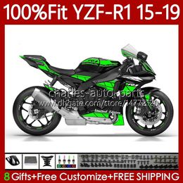 Injection Fairings For YAMAHA YZF R 1 1000CC YZF-R1 2015-2019 104No.127 YZF R1 1000 CC Gloss Green YZF-1000 YZFR1 15 16 17 18 19 YZF1000 2015 2016 2017 2018 2019 OEM Body Kit