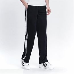 Spring Summer Men's Casual Sweatpants Men Basic Trousers Tracksuit Side Stripe Slim Breathable Sportswear Track Pants 220311