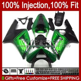 Injection Mould OEM For KAWASAKI NINJA ZX600 ZX-6R ZX 6R 6 R 600 CC 03-04 Body 8No.162 ZX 636 600CC ZX636 2003 2004 Bodywork ZX-636 ZX600C ZX6R 03 04 Fairing Kit dark green