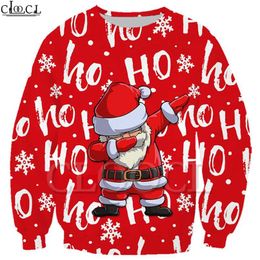 CLOOCL Christmas Fashion Men Sweatshirt Ho Dabbing Santa Claus 3D Printed Long Sleeve Outerwear Unisex Streetwear Tops 211014