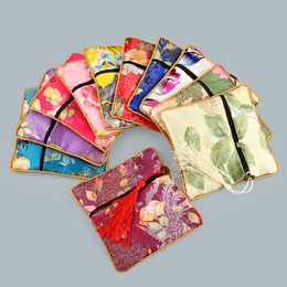 Double Jewellery pouch real silk Silks and satins small packing Buddha beads bag Tassel brocade bags 24pcs/lot