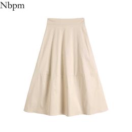 Nbpm Women Chic Fashion With Vintage Casual High Waist Pleated Skirts Sweet Spring Summer Femme Jupes Bottoms Loose Hemline 210529