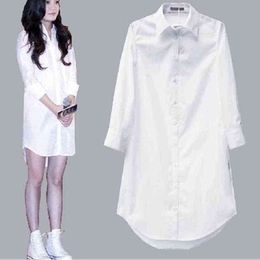 White Collar Shirt Women Chemise Blanche Femme Oversize Long Sleeve Blouse Casual 2020 Autumn Korean Button Up Tops Blusas H1230