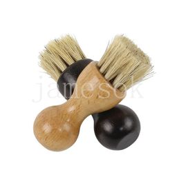 Natural Bristle Shoe Brush Pig Hair Gourd Wood Handle Boot Shoeshine Leather Polishing Household Cleaning DE181