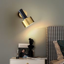 Modern minimalist bedside wall lamp E27 bedroom staircase aisle cloakroom living room study black/Brass mirror front lamp