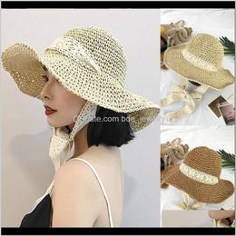 Caps Hats, Scarves & Gloves Fashion Aessorieswomen Summer St Woven Hats Female Foldable Sunscreen Fisherman Hat Tether Handmade Crochet Beach