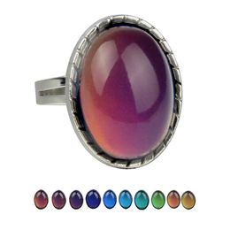 indian steel UK - Vintage Retro Color Change Mood Ring Oval Emotion Feeling Changeable Ring Temperature Control Color Rings For Women K5530 649 Q2