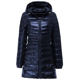 Down Jacket Women Brand Winter Warm 's Long Light White Duck 5XL 6XL 7XL Ultralight Hooded Coats 210913