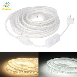 LED Strip 110V 220V 2835 120LEDs/m 5M 10M 15M 20M Waterproof Flexible Neon Lights For Kitchen Outdoor Garden With Switch