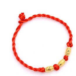 Birth year blessed lucky charm bracelet DIY three beads couples knot red rope bracelets