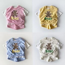 Summer infants and children short sleeves + sweaters set printed jacket shorts kids clothes 210515
