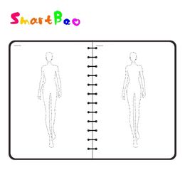 -A5 Donne Design Design Notebook Testo del corpo umano A4 Uomo Schizzo Stile Renderings Abbigliamento Designer Strumenti 50 fogli di carta (120 g) 220303