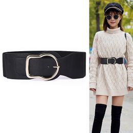Belts Fashion Elastic For Women Black PU Leather Gold Pin Buckle Cummerbunds Body Corset Female Wide Soft Waistband Girl