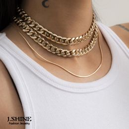 JShine Trendy Multi-layered Round Snake Chain Necklace For Women Vintage Gold Colour Choker Clavicle Party Jewellery Chokers