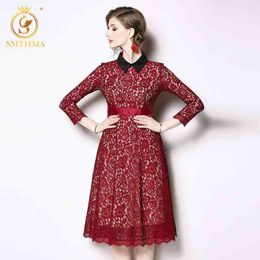 Spring And Autumn Summer Dress Women Plus Size Lace Hollow Out Dresses Vestidos 210520