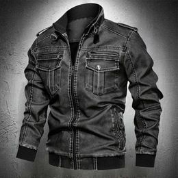 Men Leather Jacket Motor Jacket Mens Fashion Clothing Stand Collar Smart Motorcycle Coat Zipper Slim Fit Street Wear Plus Size P0813
