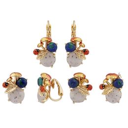Enamel Gold-Plated rings Mix Match The Magic Colour Mushroom Ladybug Hook Blue Stone Ear Clip For Woman Trend