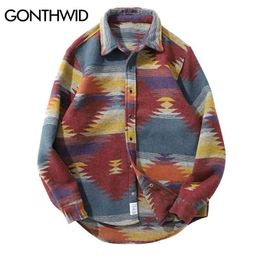 GONTHWID Hip Hop Tie Dye Snap Button Long Sleeve Shirts Men Fashion Casual Streetwear Dress Shirt Coats Male Hipster Shirts Tops 210708