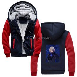 Genshin Impact Dainsleif Hoodie Anime Men Hooded Winter Thickening Keep Warm Sweatshirt Streetwear Harajuku Y0901