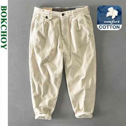 Autumn Winter Men Cotton Corduroy Pants Solid Color Casual Safari Style GML04-Z325 210715