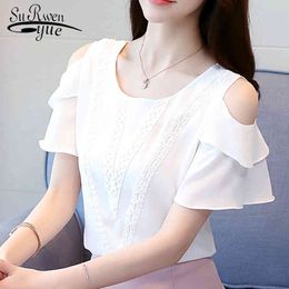 short sleeve women blouse shirts chiffon off shoulder clothing causal solid top shirt Blusas 0544 30 210521