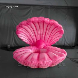 Attractive Pink Inflatable Clam Shell 3m Height Lighting Air Blown Mussel Seashell Balloon For Wedding Party And Stage Decoration