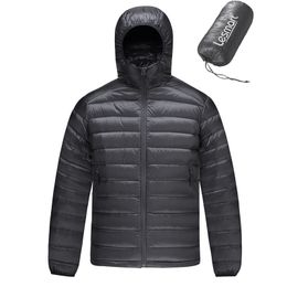 Men's Down Jacket Winter Lesmart Fashion Hooded Warm Coats Male Lightweight Puffer 90% White Duck Down Parka Outwear 211110