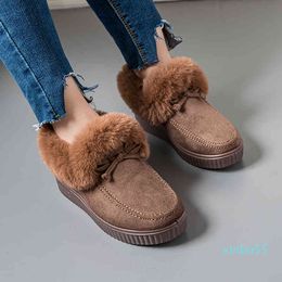 Women's Loafers Warm Moccasins Flat Shoes Plush Ladies Causal Non Slip Woman Flock Comfortable Flats Female Fashion