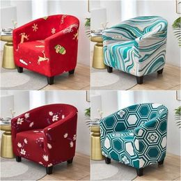 Elastic Christmas Tub Sofa Cover Stretch Spandex Club Chair Slipcovers for Living Room Coffee Bar Single Seater Couch 211116