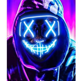 Scary Halloween Mask LED Light up Mask Cosplay Glowing in The Dark Mask Costume 3 Lighting Modes Halloween Face Masks for Men Women Kids