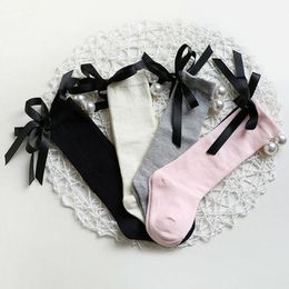 Footies 0-7Y Infant Baby Kid Girl Bowknot Pearl Stocking Cotton Pantyhose Stockings Princess Tights Autumn Winter Sets