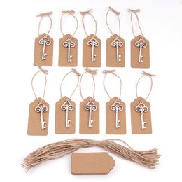 50pcs/lot Creative Portable Silver Key Shaped Beer Bottlee Opener with Personalized Name or Thank You Paper Tags Wedding Favors 210319