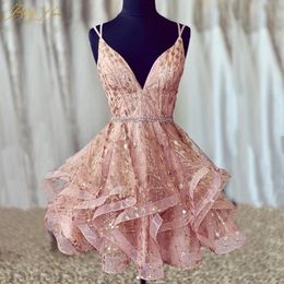 Sparkle Short Homecoming Dresses Sexy Sweetheart Back Crisscross Cocktail Glitter Shiny Ruffles Robes De Party