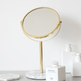white makeup table with mirror Australia - Mirrors Triple Magnifying Double Glass Bedroom Table Top Korean Style Princess Makeup Mirror White Natural Marble Base