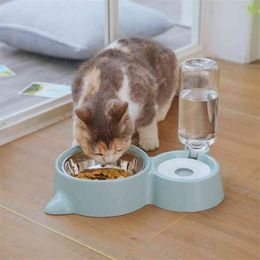 Food Water Bottle Pet Dog Cat Feeding Bowls for Dogs Small Large Puppy Drinking Bowl Dispenser Feeder Product 210615