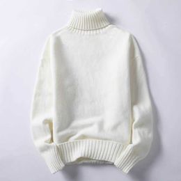 Turn-over turtleneck sweater men thicken Korean youth pure white self-cultivation base shirt plus velvet topl 210526