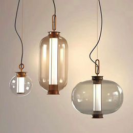 Pendant Lamps Classical Glass Bubble Fishing LED Lamp Smoke Gray Chandelier Decor Lighting Fixture Suspension PA0222