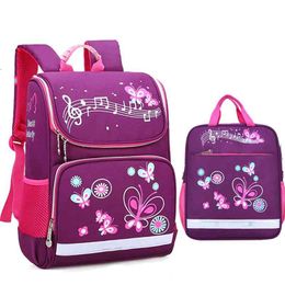 Children School Bags Set For Girls Boys Orthopaedic Backpack Cartoon Butterfly Car School Bag Kids Satchel Knapsack Mochila 210809