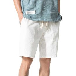 Shorts Men Cotton Linen Casual Shorts Mens Sweat Pants Summer Breathable Comfortable Drawstring Soft Shorts 210720