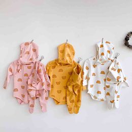 Infant Baby Boys Girls Cartoon Little Bear Long Sleeve Suit Clothing Sets Autumn Winter Kids Boy Girl Clothes 210429