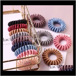 Fashion Spiral Hair Ring High Elasticity Telephone Coil Hair Rope Solid Hair Band Girl Scrunchy Gum Rubber Hairs Accessory Os60G 1Iv7D