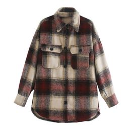 BLSQR Women Plaid Long Coat Jacket Casual High Quality Warm Overcoat Fashion Lapel Pocket Coats 210430