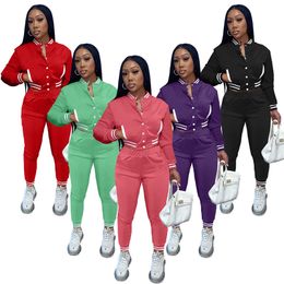 new Women Tracksuits Fall winter clothes embroidery sweatsuits long sleeve jacket pants Two Piece Set baseball Outfits Outdoor Sports jogger suits Wholesale 6182